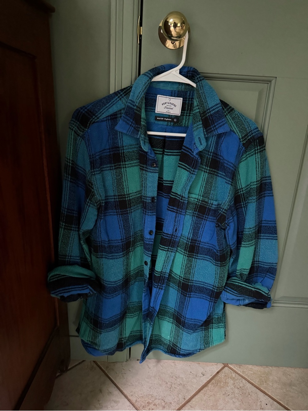 Vintage 90s Flannel Plaid Button-Up Shirt Jacket in Blue & Teal